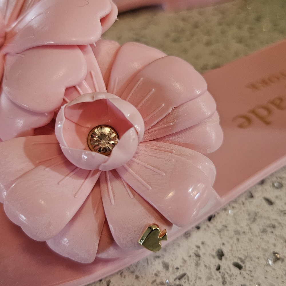 kate spade Pink Floral Jelly Toe-Post Sandals - Picture 4 of 8